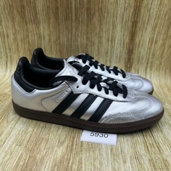 Adidas Samba OG Women's Size 8 Silver Metallic Black Athletic Shoes Sneakers - Picture 10 of 10
